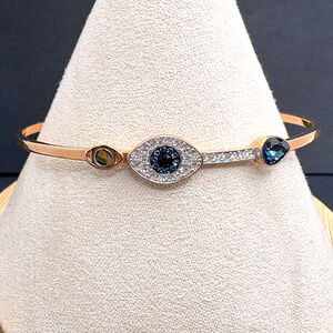 Swarovski Crystal Symbolic Evil Eye Bracelet Rose Gold Tone M Adjustable
